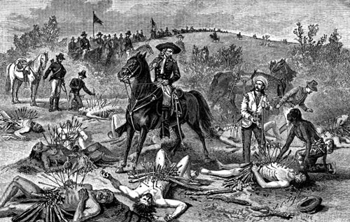 Custer et ses hommes découvrant les victimes du Kidder Massacre